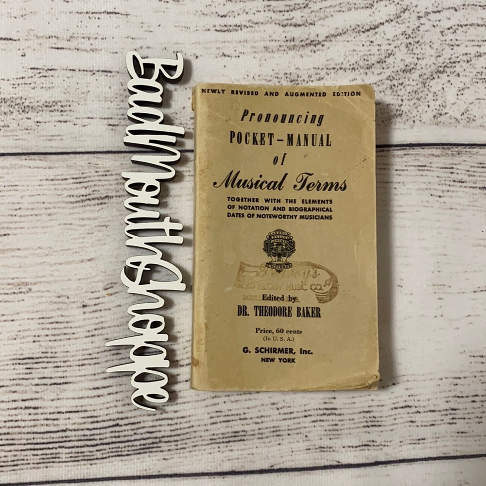 Vintage Antique Pocket Manual Musical Terms Book